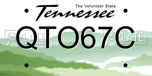 QTO67C Tennessee License Plate