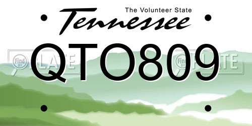 QTO809 Tennessee License Plate