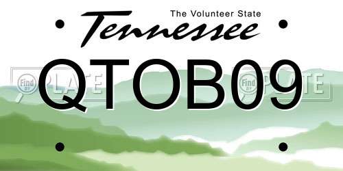 QTOB09 Tennessee License Plate