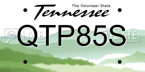 QTP85S Tennessee License Plate