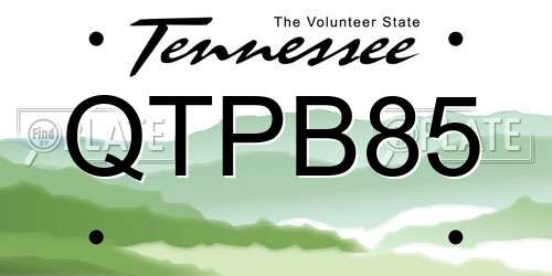 QTPB85 Tennessee License Plate