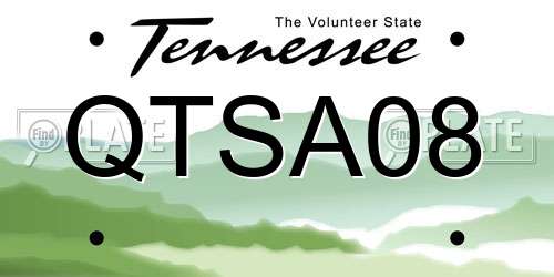 QTSA08 Tennessee License Plate