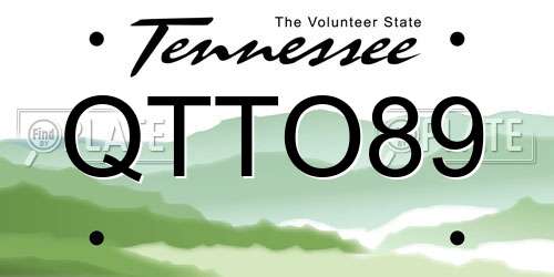 QTTO89 Tennessee License Plate