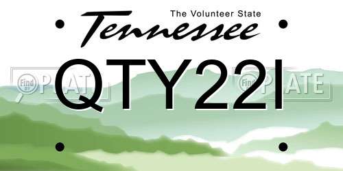 QTY22I Tennessee License Plate