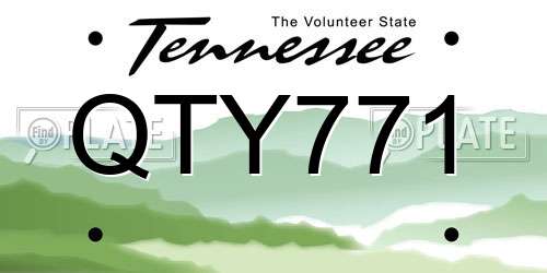 QTY771 Tennessee License Plate