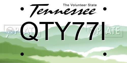 QTY77I Tennessee License Plate