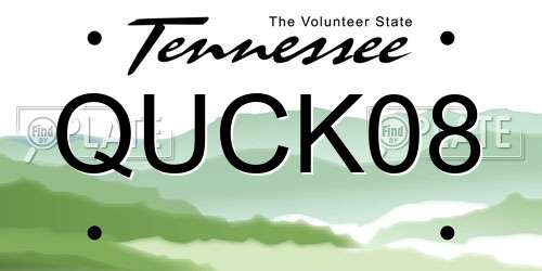 QUCK08 Tennessee License Plate