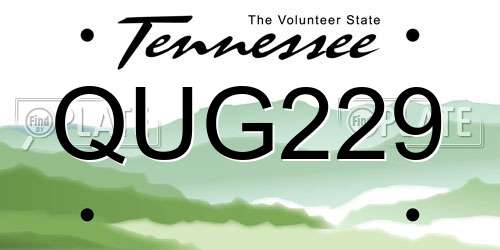 QUG229 Tennessee License Plate