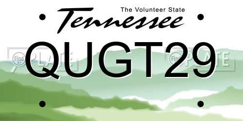 QUGT29 Tennessee License Plate