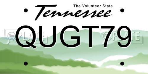 QUGT79 Tennessee License Plate