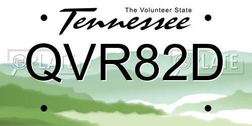 QVR82D Tennessee License Plate