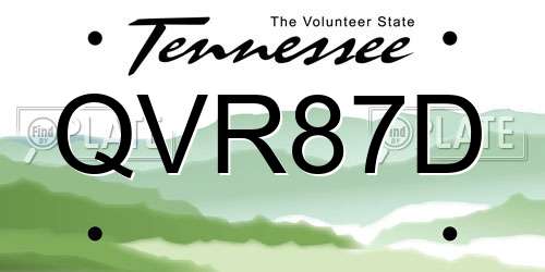 QVR87D Tennessee License Plate