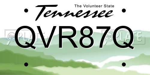 QVR87Q Tennessee License Plate