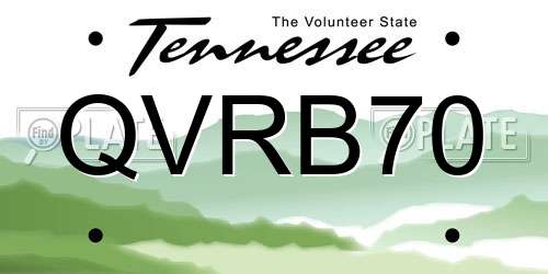 QVRB70 Tennessee License Plate