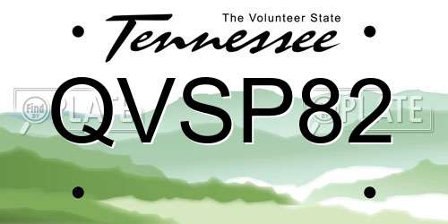 QVSP82 Tennessee License Plate