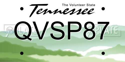 QVSP87 Tennessee License Plate