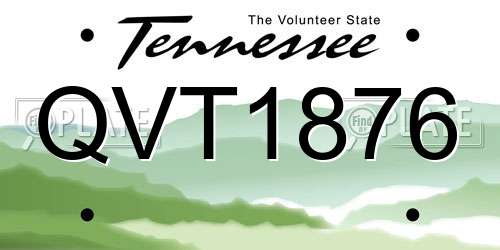 QVT1876 Tennessee License Plate