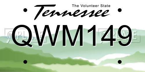 QWM149 Tennessee License Plate