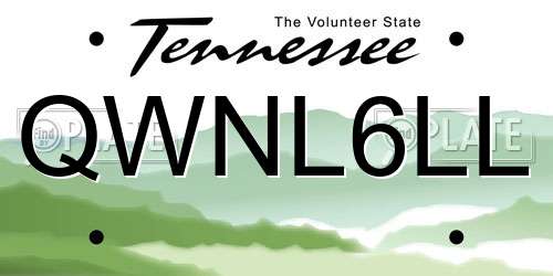 QWNL6LL Tennessee License Plate