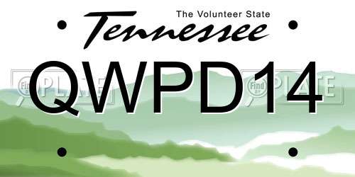 QWPD14 Tennessee License Plate