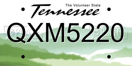 QXM5220 Tennessee License Plate