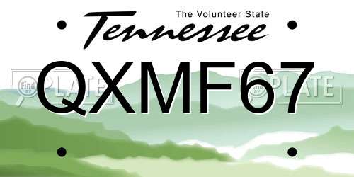 QXMF67 Tennessee License Plate