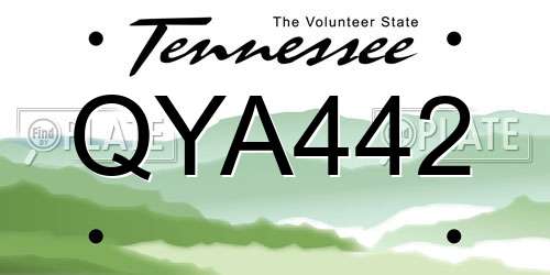 QYA442 Tennessee License Plate