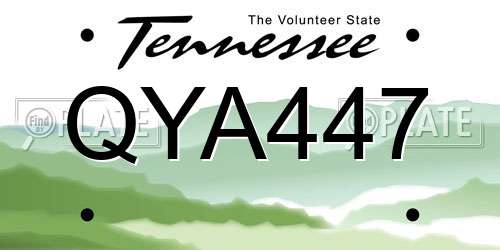 QYA447 Tennessee License Plate