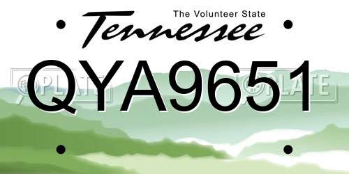 QYA9651 Tennessee License Plate