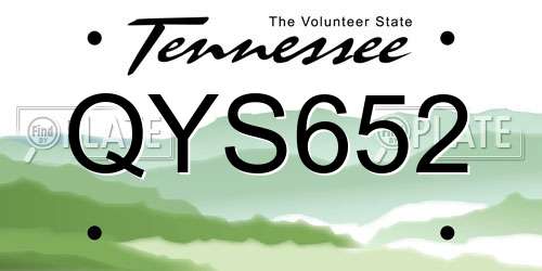 QYS652 Tennessee License Plate