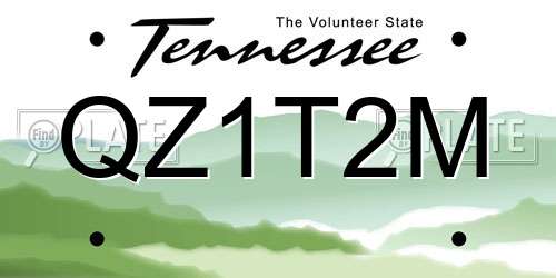 QZ1T2M Tennessee License Plate