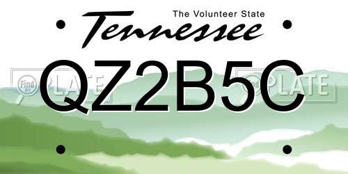 QZ2B5C Tennessee License Plate