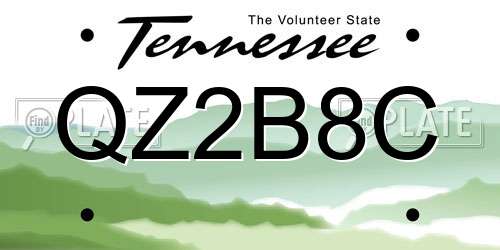 QZ2B8C Tennessee License Plate