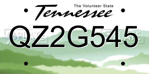 QZ2G545 Tennessee License Plate