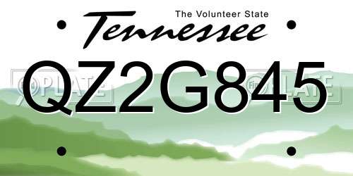QZ2G845 Tennessee License Plate