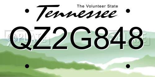 QZ2G848 Tennessee License Plate
