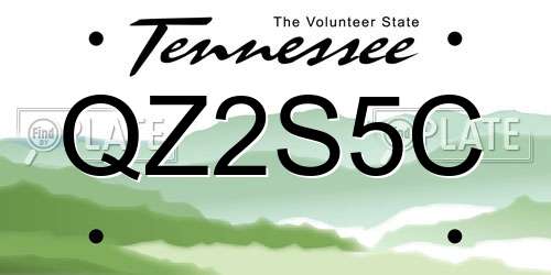 QZ2S5C Tennessee License Plate