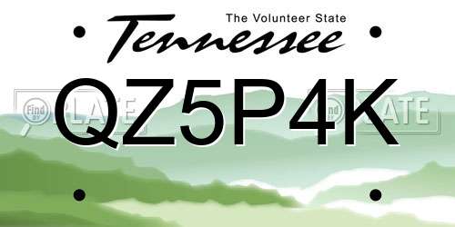 QZ5P4K Tennessee License Plate