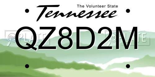 QZ8D2M Tennessee License Plate