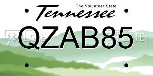QZAB85 Tennessee License Plate