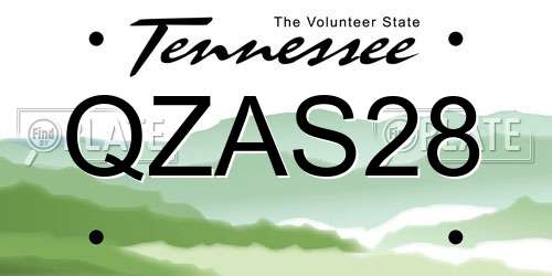 QZAS28 Tennessee License Plate