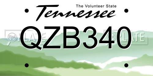 QZB340 Tennessee License Plate