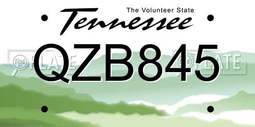 QZB845 Tennessee License Plate