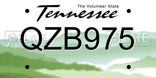 QZB975 Tennessee License Plate