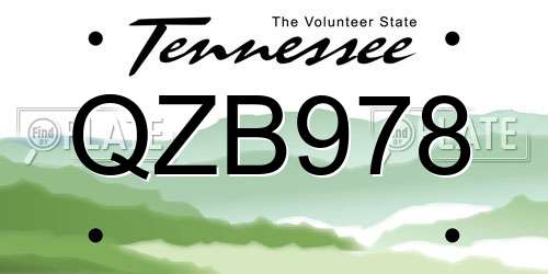 QZB978 Tennessee License Plate