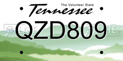 QZD809 Tennessee License Plate