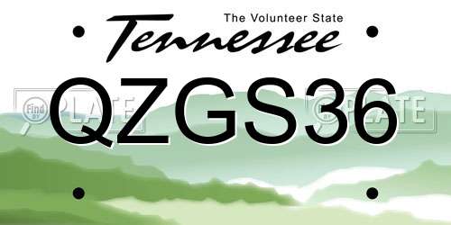QZGS36 Tennessee License Plate
