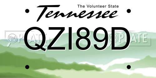 QZI89D Tennessee License Plate