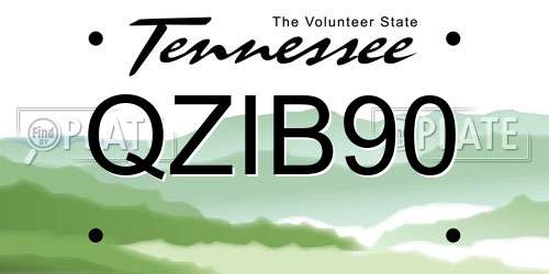 QZIB90 Tennessee License Plate