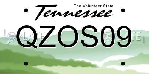 QZOS09 Tennessee License Plate